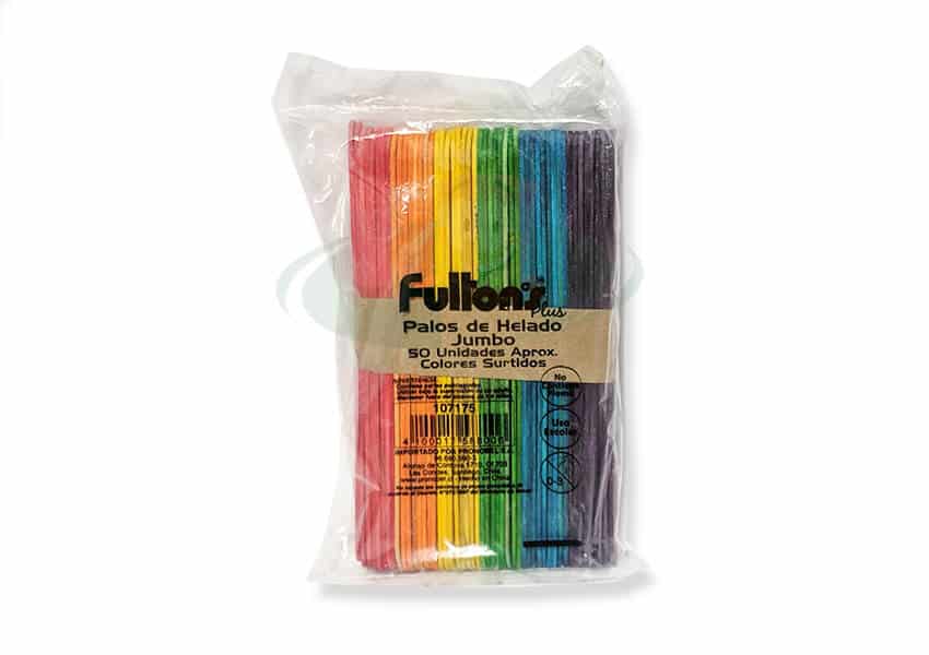 Palos de helado jumbo baja lengua colores 50un FULTONS