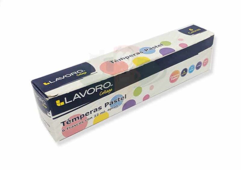 Tempera 6 colores pasteles LAVORO