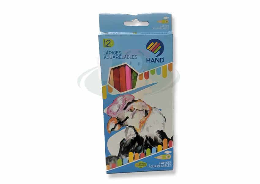 Lapices 12 colores acuarelables HAND