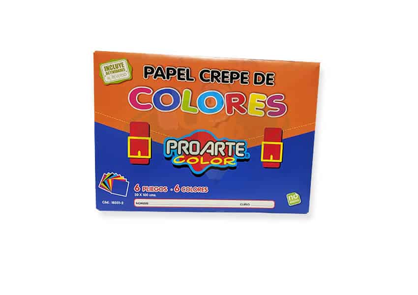 Estuche de papel crepe 6 pliegos 6 colores PROARTE
