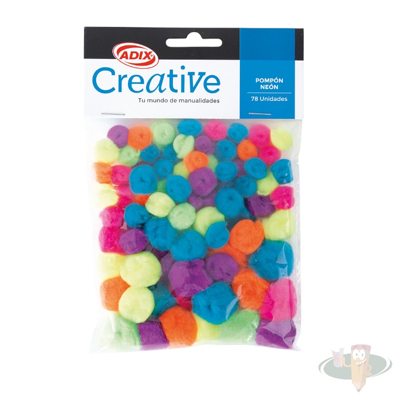 Pompones colores surtidos neón 78un ADIX-CREATIVE