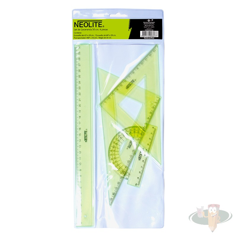 Set geometría 30cm 4pcs green NEOLITE