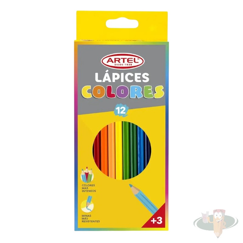 Lápices de madera 12 colores hexagonales ARTEL