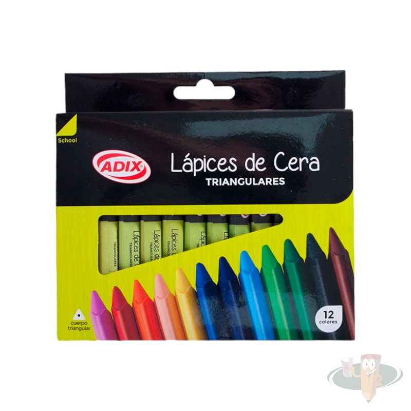 Lápices cera triangulares 12 colores ADIX