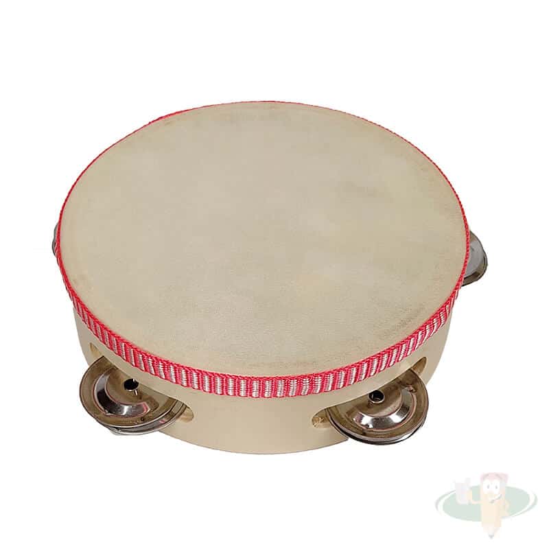 Pandero madera 15cm diámetro con cubierta de piel sintetica musica