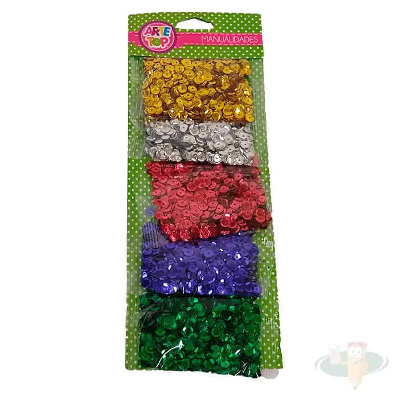 Set de 5 lentejuelas colores variados ARTETOP
