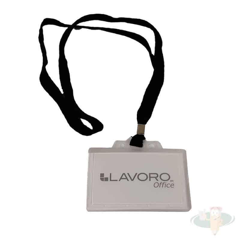 Porta credencial plástico duro con colgante negro LAVORO