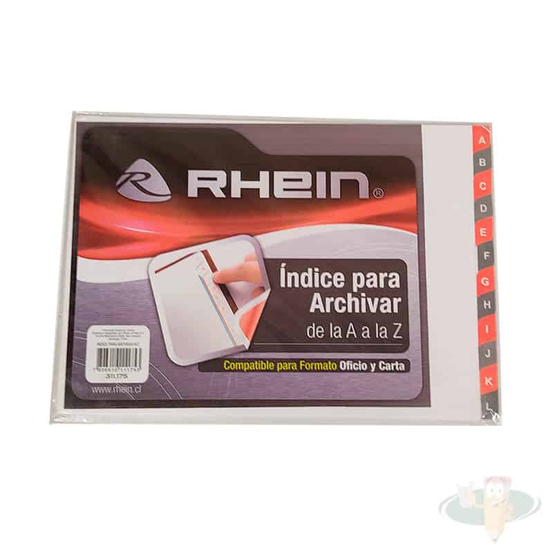Índice para archivar abecedario RHEIN