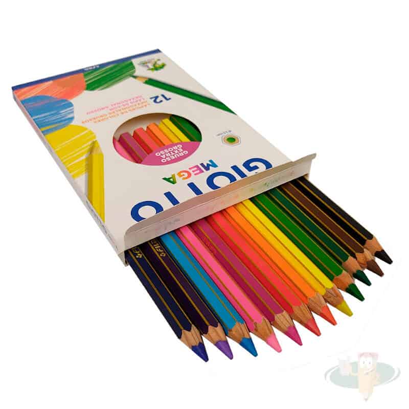 Lápices de madera 12 colores hexagonales jumbo mega GIOTTO - Imagen 2