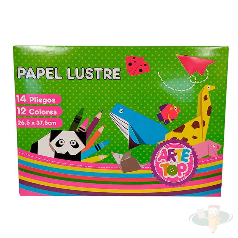 Estuche de papel lustre 14 pliegos 12 colores ARTETOP