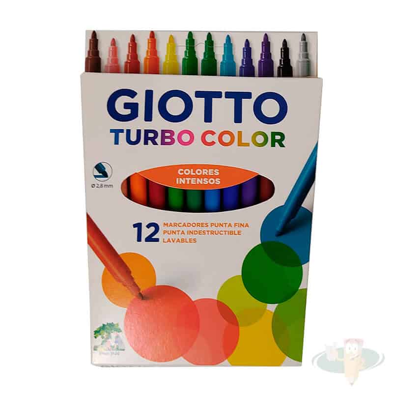 Lapices marcadores scripto 12 colores delgado turbo color GIOTTO