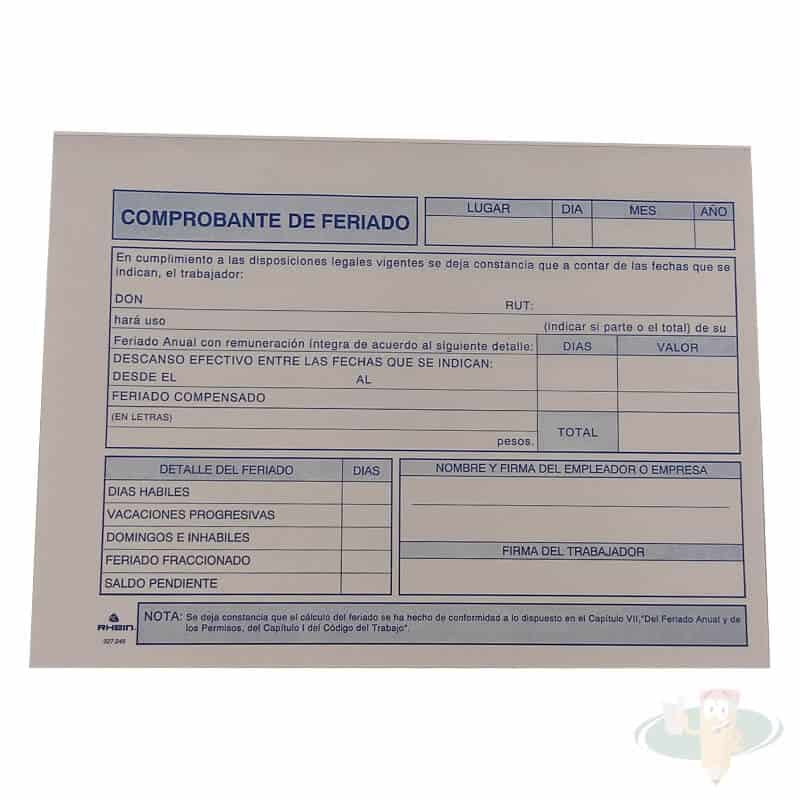 Comprobante feriado trabajador 100 hojas RHEIN - Imagen 2