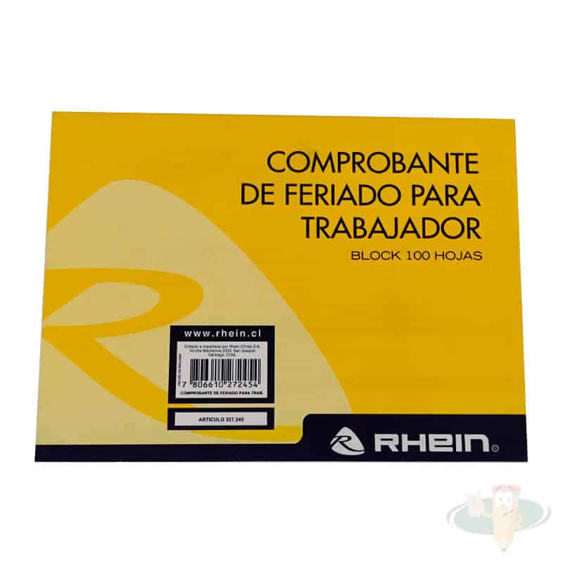 Comprobante feriado trabajador 100 hojas RHEIN