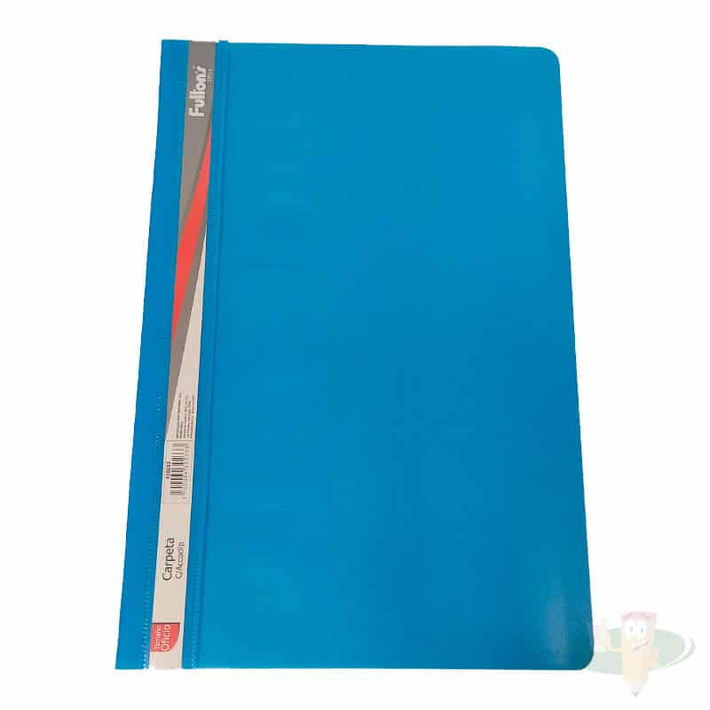 Carpeta vinil oficio con acoclip celeste FULTONS