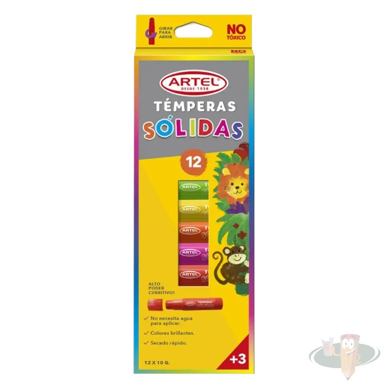 Tempera solida 12 colores 10g ARTEL