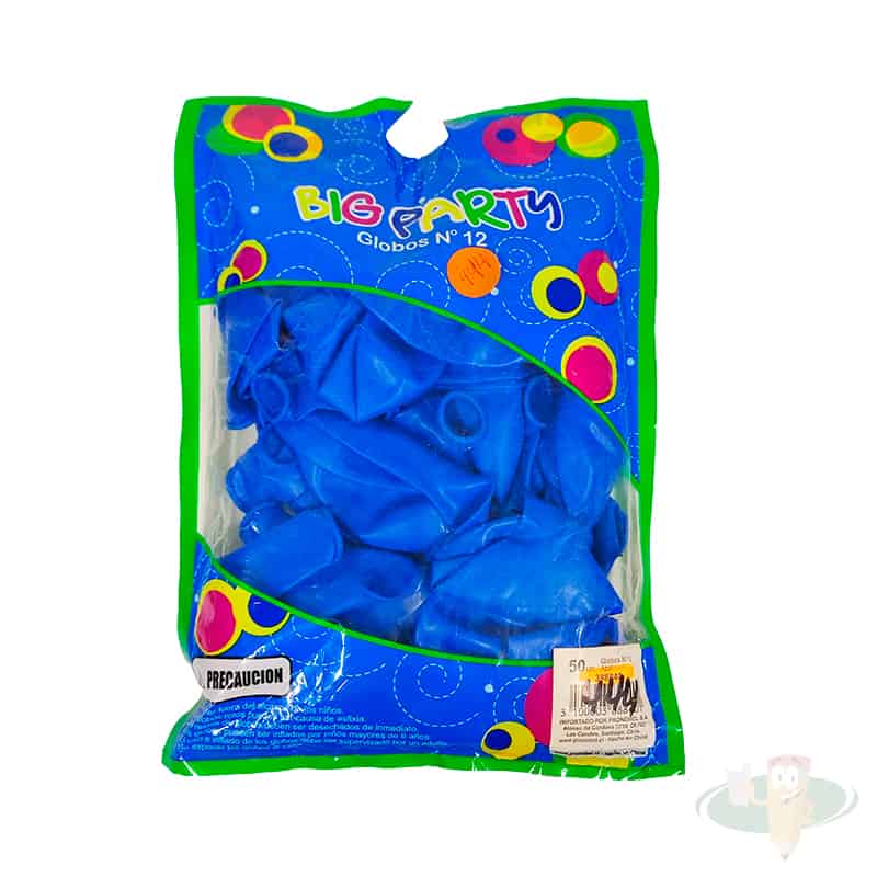 Globo N°12 azul 50un BIG PARTY