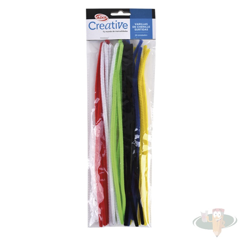 Set limpia pipas varilla chenille 25un colores surtidos ADIX