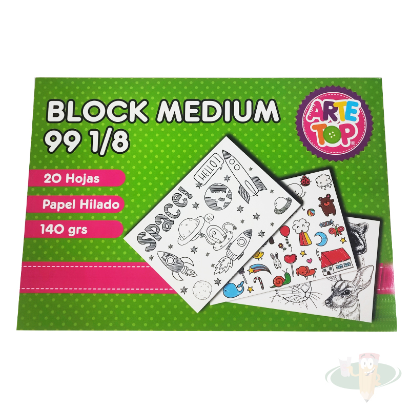 Block de dibujo medium 99 1/8 140g 20 hojas ARTETOP