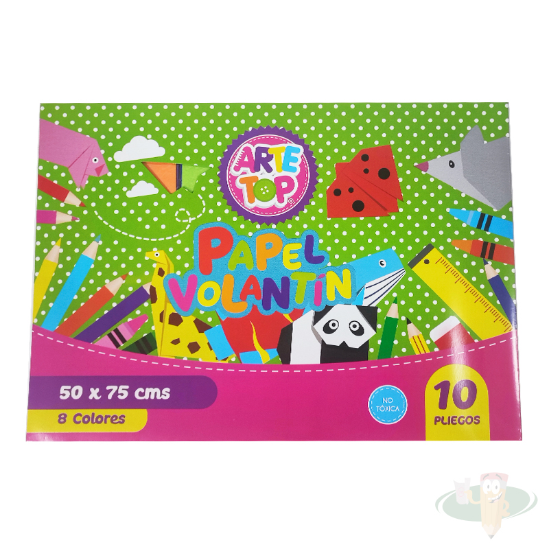 Estuche de papel volantín 10 pliegos 8 colores ARTETOP