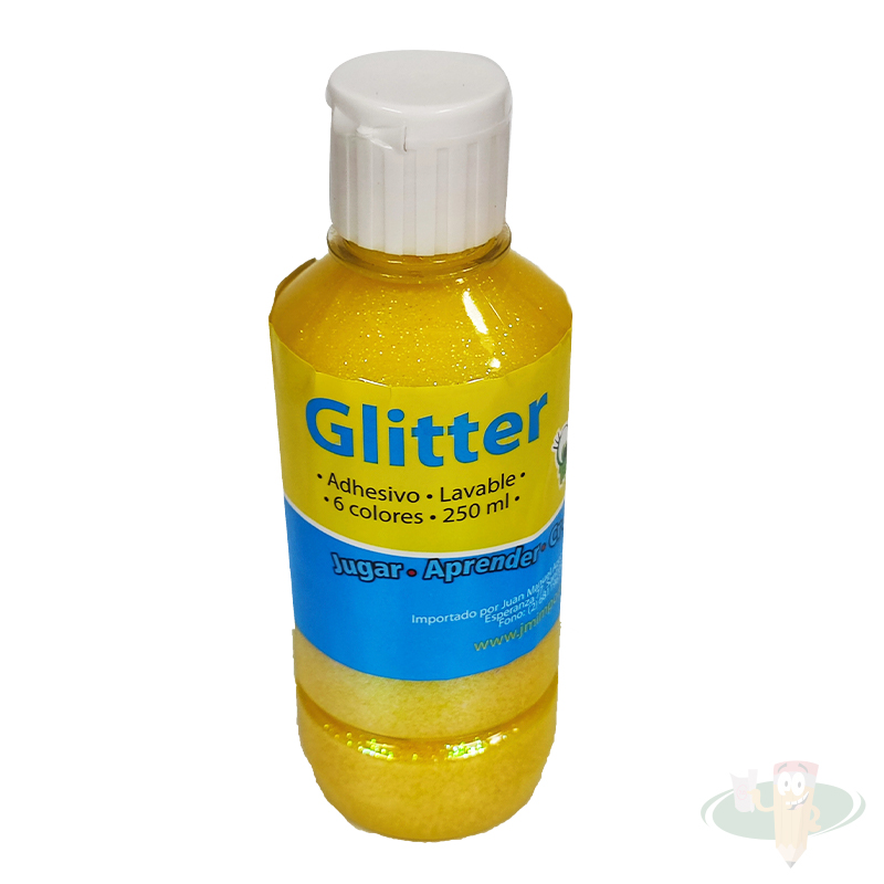 Glitter glue 250ml amarillo JM