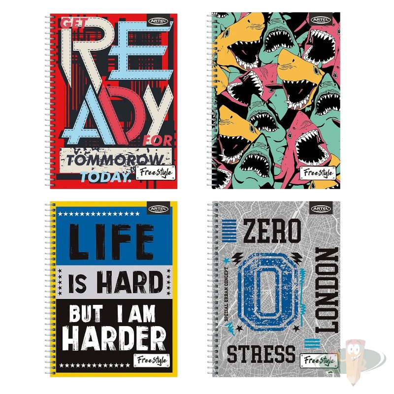 Cuaderno carta triple materia matemática 7mm 150 hojas diseño freestyle ARTEL