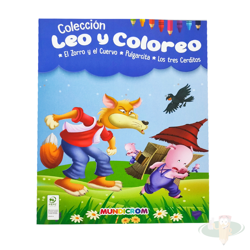Libro leo y coloreo, el zorro y los tres cerditos MUNDICROM