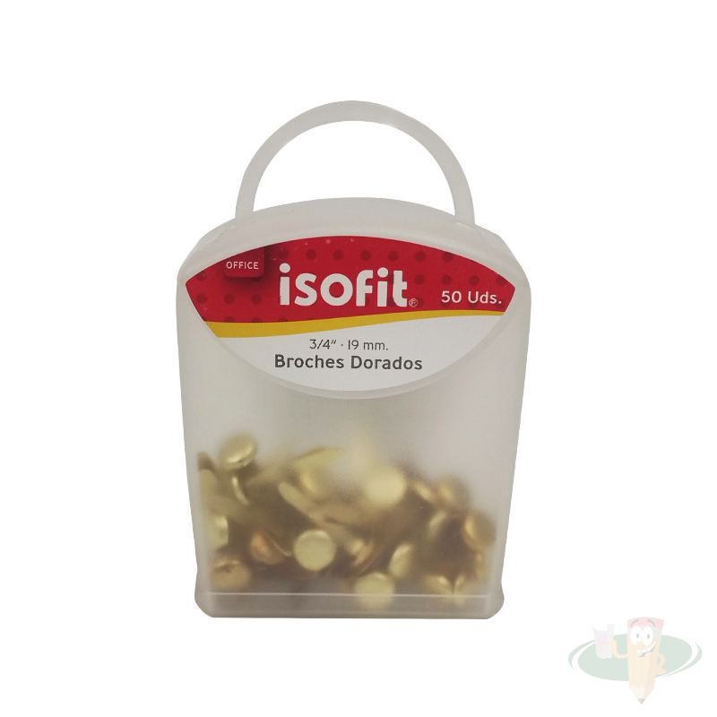 Caja broches dorados 19mm 50un ISOFIT