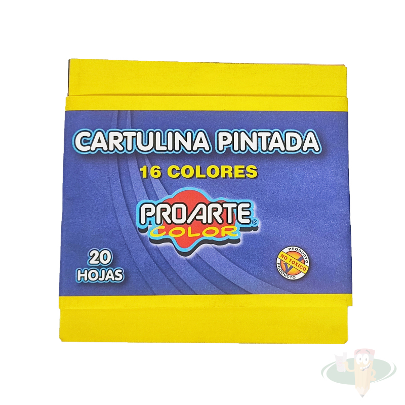 Fajo de cartulina pintada 20 hojas 16 colores PROARTE