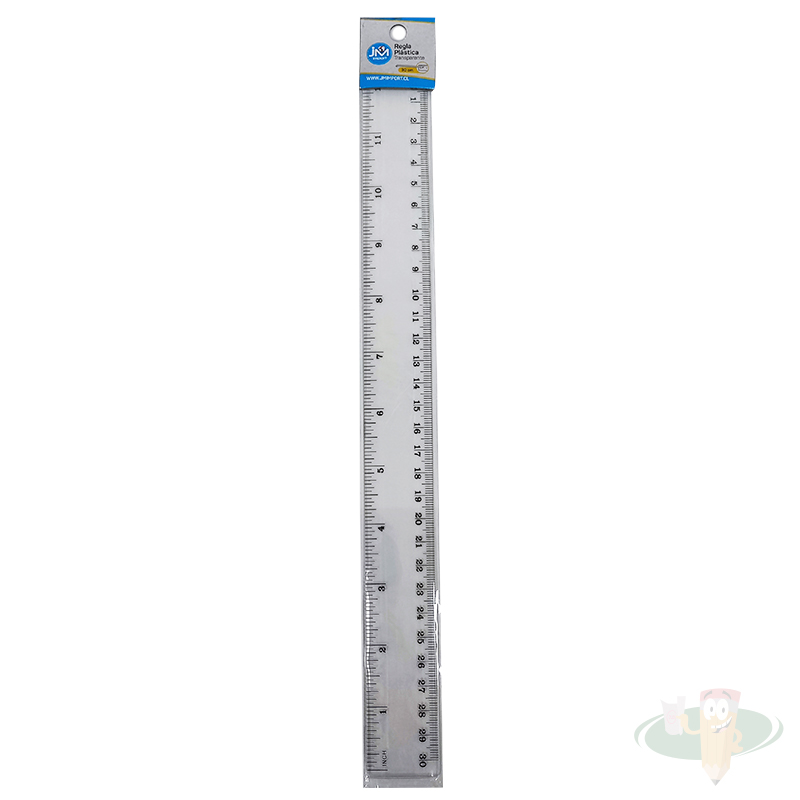 Regla plástica transparente 30 cm JM