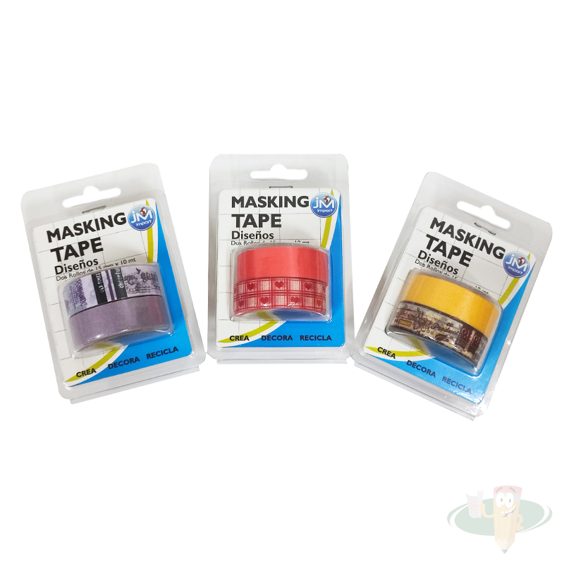 Set cinta masking tape diseños variados 15mm x 10m JM - Imagen 2
