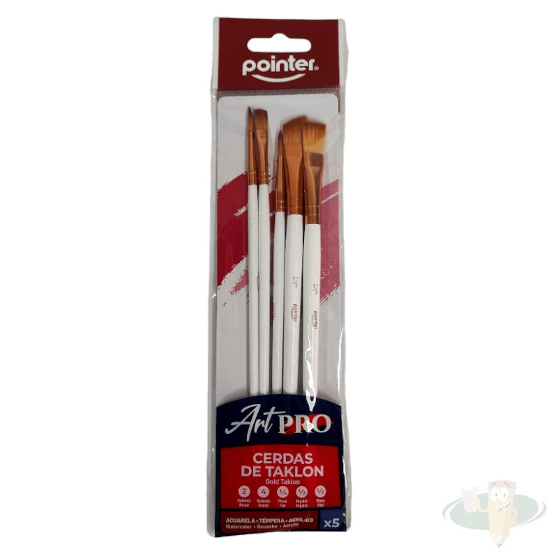 Set pinceles artista 5un cerdas de taklon POINTER