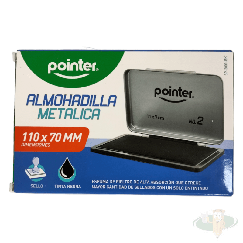 Almohadilla negra tampón para sellos metálica POINTER - Imagen 2