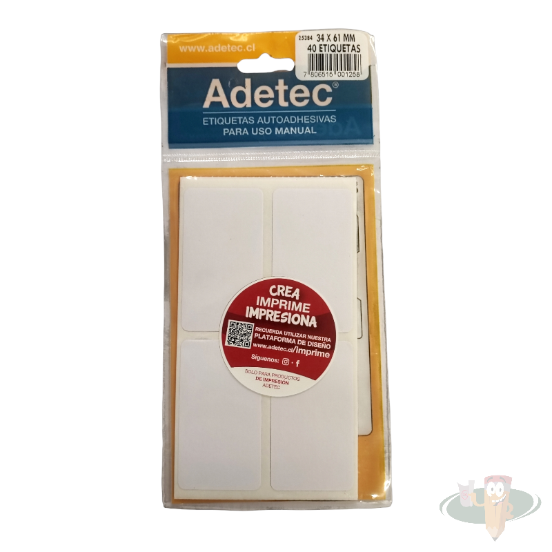 Etiqueta autoadhesiva 34x61mm 40un ADETEC