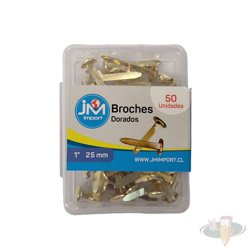 Broches mariposa dorados 25mm 50un JM