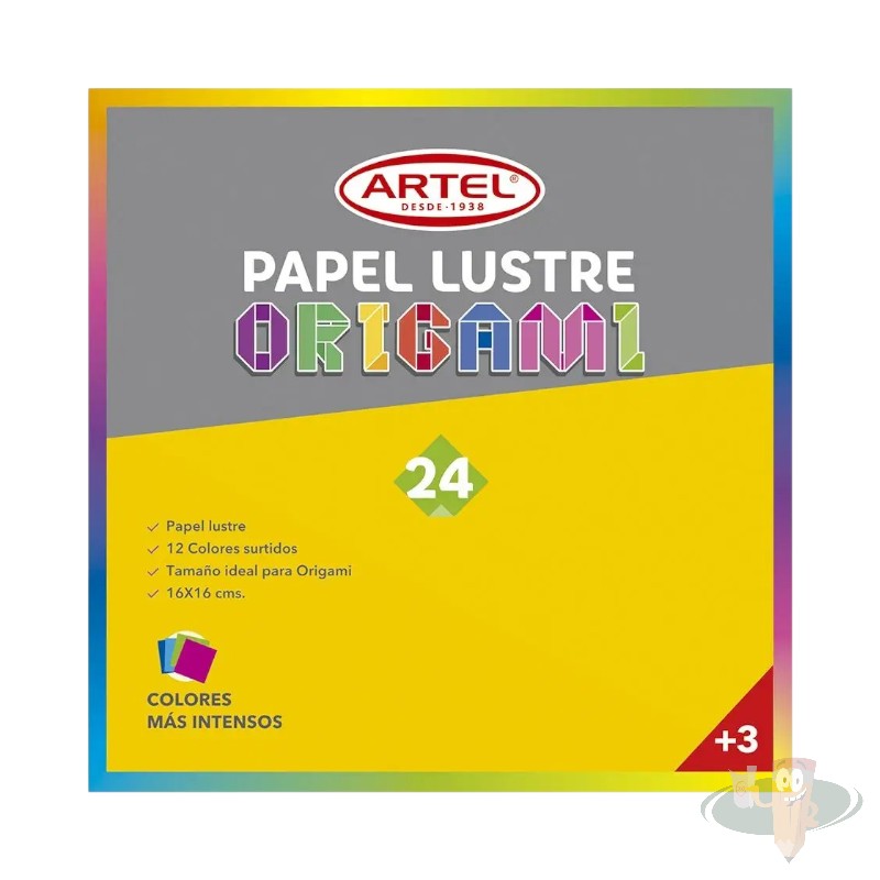 Block papel lustre origami 16x16 cm 24 hojas ARTEL