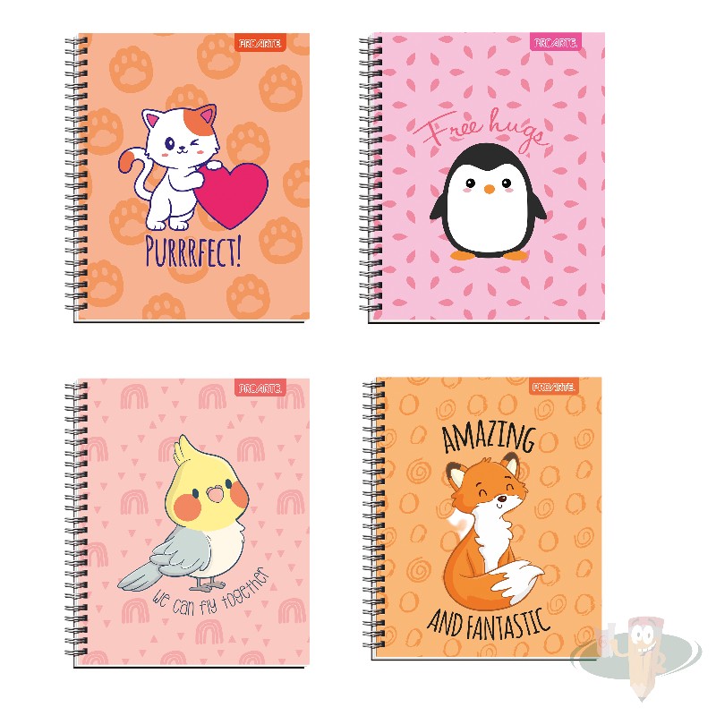 Cuaderno universitario matemática 7mm t/d 100 hojas diseño animales cute PROARTE
