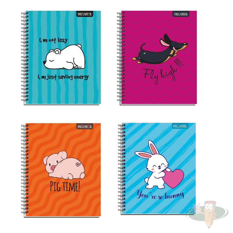 Cuaderno universitario matemática 7mm t/d 100 hojas diseño animales cute PROARTE - Imagen 3