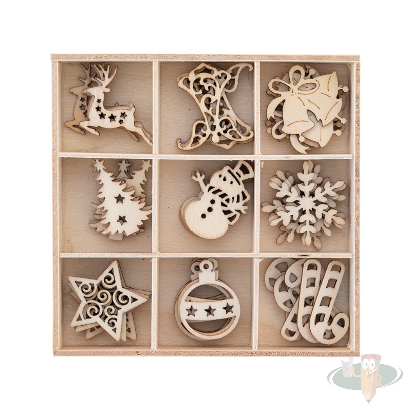 Figuras navideñas de madera 45un variados diseños A ADIX