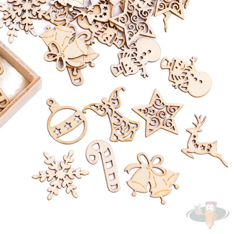 Figuras navideñas de madera 45un variados diseños A ADIX - Imagen 2