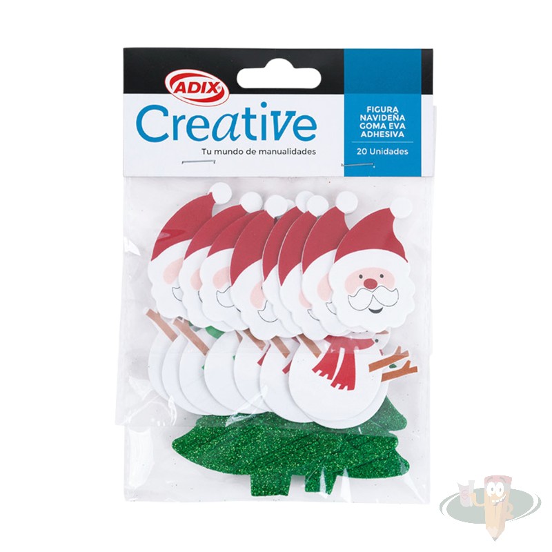Figuras navideñas goma eva adhesiva 20un ADIX