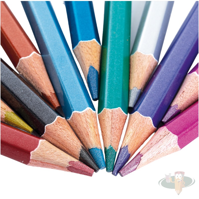 Lápices de madera 12 colores metálicos hexagonal ADIX - Imagen 3