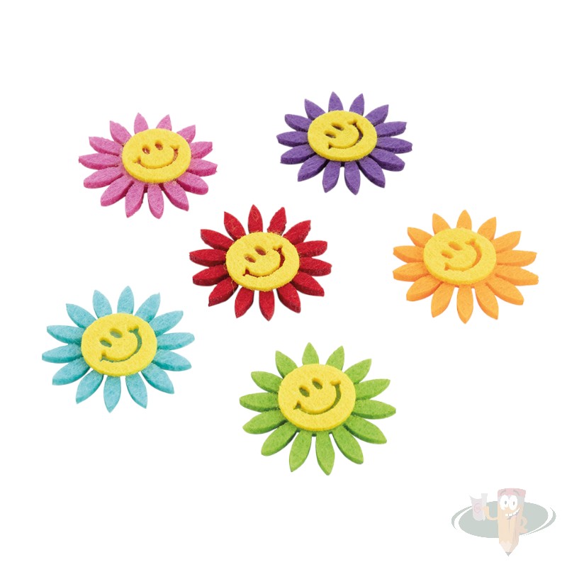 Figura flor smile pañolenci adhesivos 6un ADIX-CREATIVE - Imagen 2