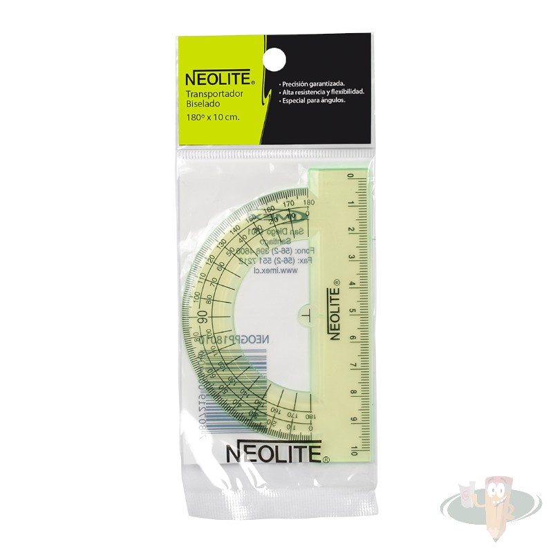 Transportador biselado 180° 10cm green NEOLITE