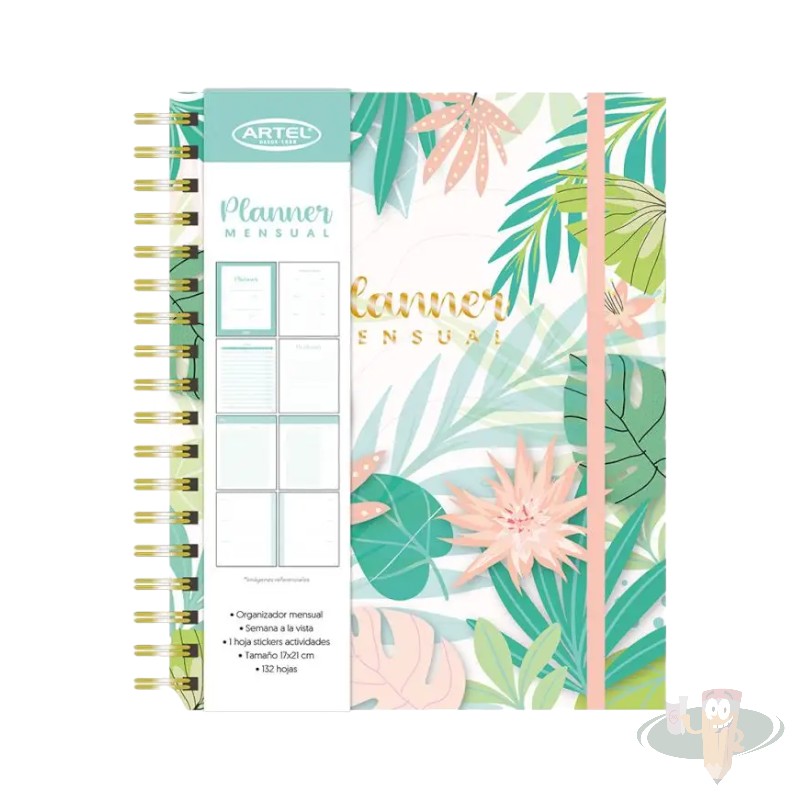 Planner 12 meses diseño flores pastel ARTEL