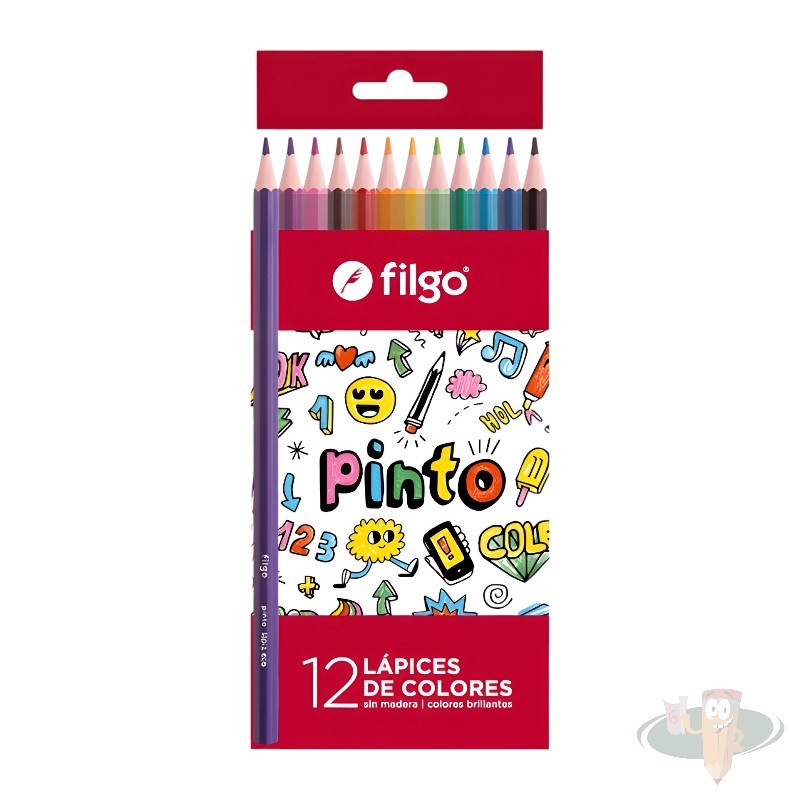 Lapices de madera resina 12 colores hexagonales FILGO