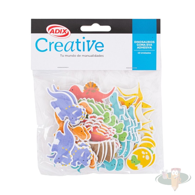 Stickers goma eva adhesiva dinosaurios 45un ADIX CREATIVE